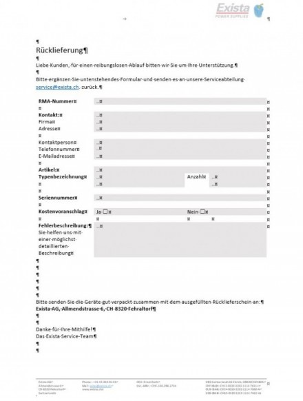 Conditions for the return of goods